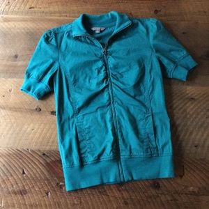 RUBBISH Teal Short Sleeve Zip Front Jacket, Small